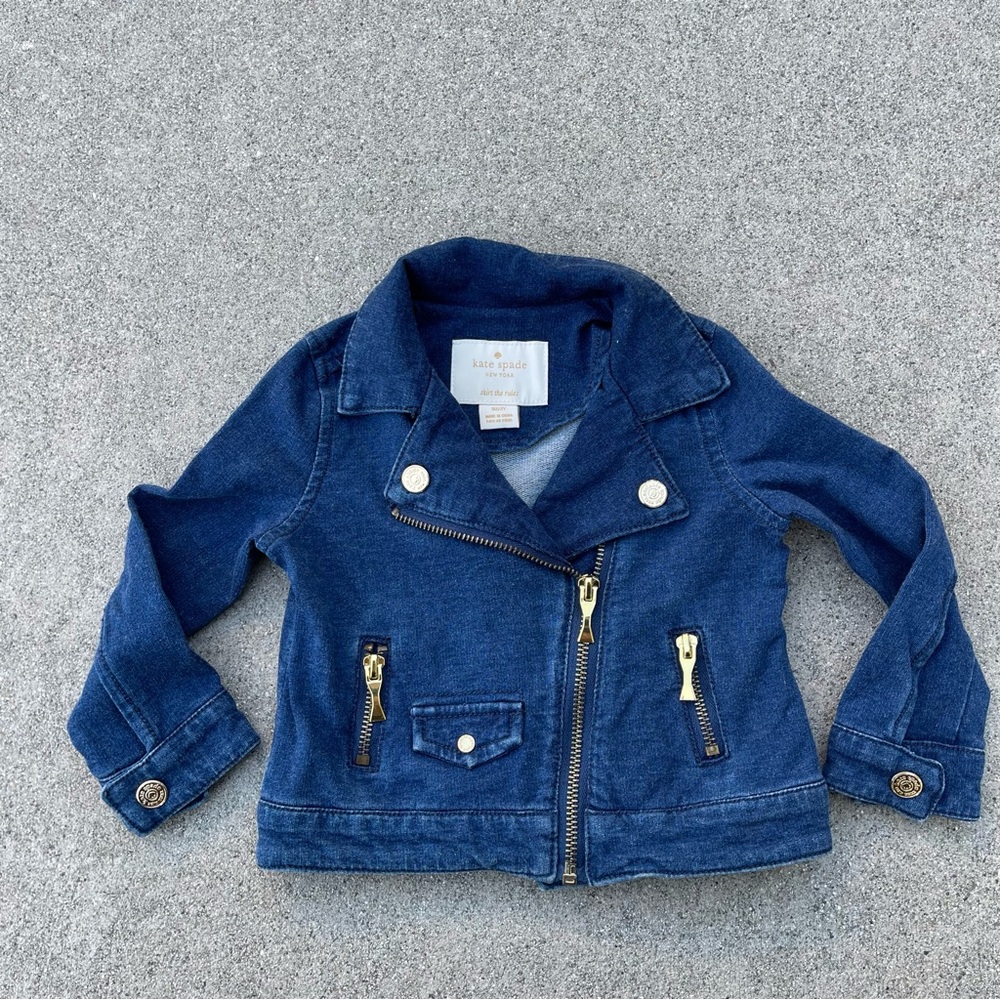 Kate Spade New York Girls Denim Jean Moto Jacket Blue 2y/92 toddler